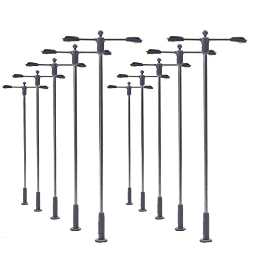 Evemodel LQS11W 10 STK. Doppelpeitschenlampen LED 80mm Spur TT / N Straßenlampen Flexible Höhe 3v 12v von Evemodel