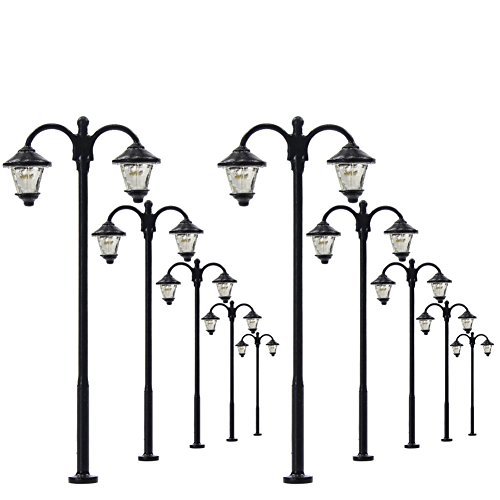 Evemodel 10 STK. LED Parklaternen Lampen Beuchtung 60mm 1:87 Spur H0 Minigarten Puppenhaus Dekor DIYcraft von Evemodel