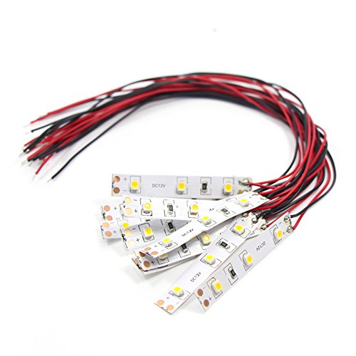 Evemodel NEU 10 STK. 3-LED Hausbeleuchtung 5cm warmweiss mit Kabel 20cm 12-18 V DD01WM-10N-EU von Evemodel