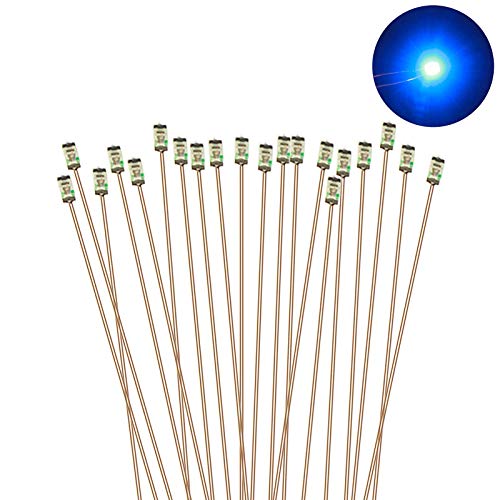 Evemodel NEU 20 STK. SMD LED BLAU Bauform 0603 +Cu-Draht 20cm Modelle Lampe C0603B-20-EU von Evemodel