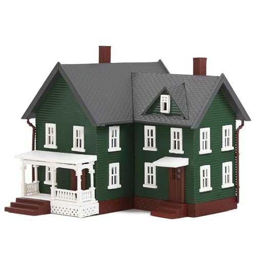 Evemodel Spur N 1:160 Modellhaus-Set:Farbige, Detaillierte Architektur-Varianten,Realistische Miniaturhäuser für Modellbahn Dioramen,Szeneriebauten zur Optischen Aufwertung (grün Giebel-Haus) von Evemodel