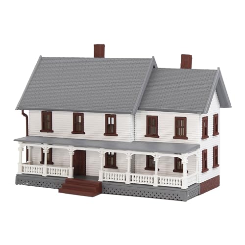 Evemodel Spur N 1:160 Modellhaus-Set:Farbige, Detaillierte Architektur-Varianten,Realistische Miniaturhäuser für Modellbahn Dioramen,Szeneriebauten zur Optischen Aufwertung (weiß Doppeldach-Haus) von Evemodel
