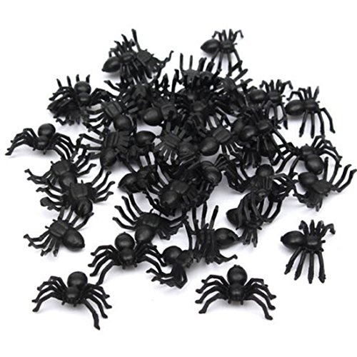 Evenden 50x Kunststoff Schwarz Spinne Trick Spielzeug Halloween Spukhaus Prop Dekor von Evenden