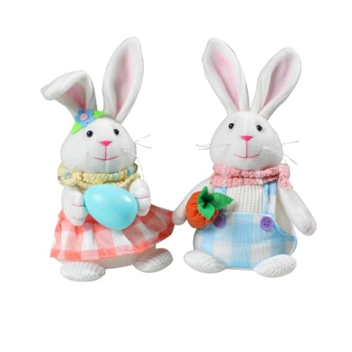 Evenden Ostern Leuchtendes Kaninchen-Ornament, Puppen-Elfenzwerg mit LED-Lichtdekorationen für Tischplatte, 2 Stück von Evenden