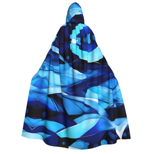 Evengigy Abstrakter blauer Aufdruck, Kapuzenumhang für Erwachsene, für Damen und Herren, vielseitiges Partykleid, Hexenumhang von Evengigy