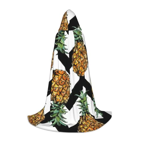 Evengigy Ananas mit schwarz-weiß gestreiftem Druck, Kapuzenumhang für Teenager, Halloween, Kapuzenumhang, Kinder, Cosplay-Umhang von Evengigy