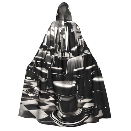 Evengigy Barber Shop Monochromer Stil, Kapuzenumhang für Erwachsene, für Damen und Herren, vielseitiges Partykleid, Hexenumhang von Evengigy