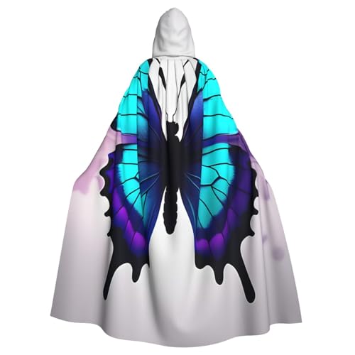 Evengigy Blau-violetter Schmetterlings-Aufdruck, für Damen und Herren, Erwachsene, Halloween, Kapuzenumhang, Cosplay-Umhang, Uniform Evengigy Blau-violetter Schmetterlings-Aufdruck, für Damen und Herren, Erwachsene, Halloween, Kapuzenumhang, Cosplay-Umhang, Uniform von Evengigy
