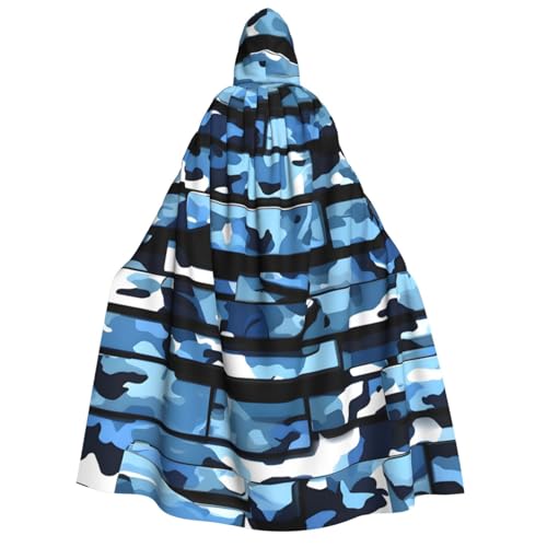 Evengigy Blauer Camouflage-Umhang für Erwachsene, Halloween, Kapuzenumhang, Cosplay, Uniform, für Damen und Herren Evengigy Blauer Camouflage-Umhang für Erwachsene, Halloween, Kapuzenumhang, Cosplay, Uniform, für Damen und Herren von Evengigy
