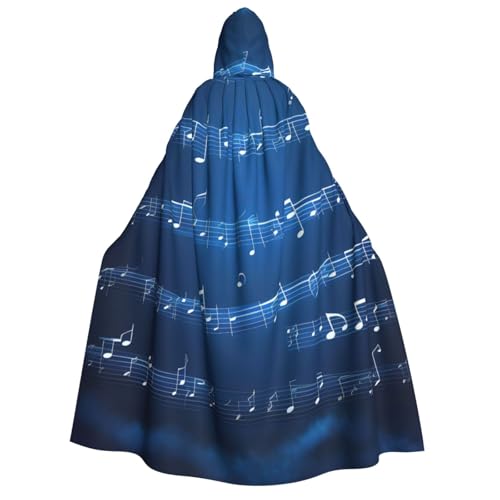 Evengigy Blauer Kapuzenumhang mit Musiknoten für Erwachsene, Kapuzenumhang für Damen und Herren, vielseitiges Partykleid, Hexenumhang von Evengigy