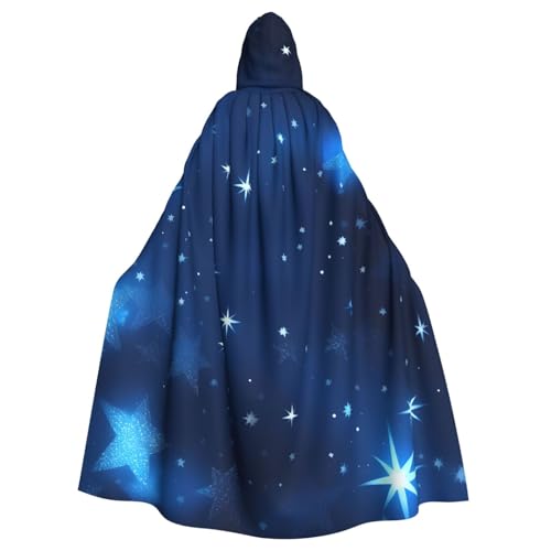 Evengigy Blauer glänzender Sternenmuster-Druck, für Damen und Herren, Erwachsene, Halloween, Kapuzenumhang, Cosplay-Umhang, Uniform Evengigy Blauer glänzender Sternenmuster-Druck, für Damen und Herren, Erwachsene, Halloween, Kapuzenumhang, Cosplay-Umhang, Uniform von Evengigy