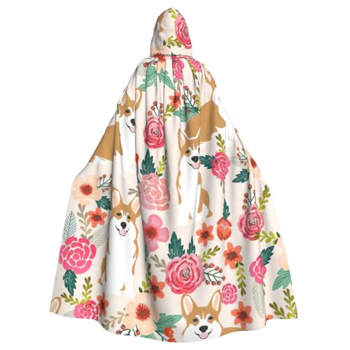Evengigy Corgi Kapuzenumhang mit Blumenmuster, für Damen und Herren, Erwachsene, Halloween, Kapuzenumhang, Cosplay-Umhang, Uniform Evengigy Corgi Kapuzenumhang mit Blumenmuster, für Damen und Herren, Erwachsene, Halloween, Kapuzenumhang, Cosplay-Umhang, Uniform von Evengigy