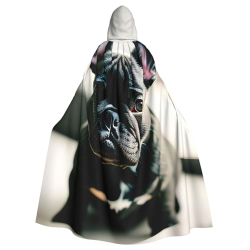 Evengigy Entzückender französischer Bulldoggen-Aufdruck, für Damen und Herren, Erwachsene, Halloween, Kapuzenumhang, Cosplay-Umhang, Uniform von Evengigy