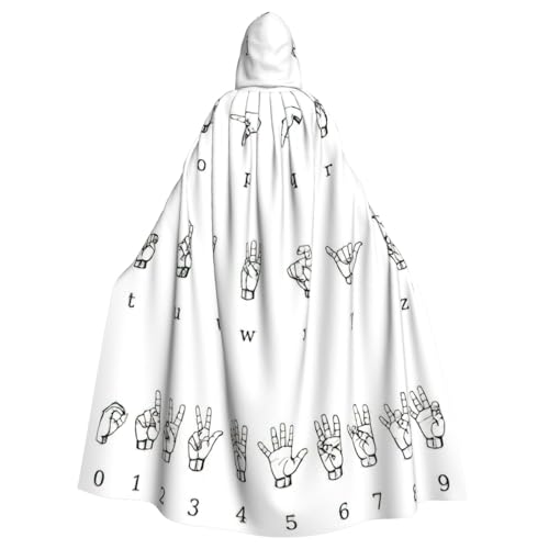 Evengigy Gebärdensprachiger Alphabet-Druck, für Damen und Herren, Erwachsene, Halloween, Kapuzenumhang, Cosplay-Umhang, Uniform Evengigy Gebärdensprachiger Alphabet-Druck, für Damen und Herren, Erwachsene, Halloween, Kapuzenumhang, Cosplay-Umhang, Uniform von Evengigy