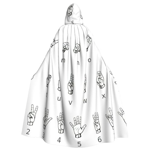Evengigy Gebärdensprachiger Alphabetdruck, für Damen und Herren, Erwachsene, Halloween, Kapuzenumhang, Cosplay, Umhang, Uniform Evengigy Gebärdensprachiger Alphabetdruck, für Damen und Herren, Erwachsene, Halloween, Kapuzenumhang, Cosplay, Umhang, Uniform von Evengigy