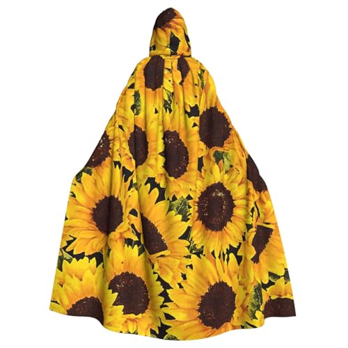 Evengigy Gelber Sonnenblumen-Aufdruck, für Damen und Herren, Erwachsene, Halloween, Kapuzenumhang, Cosplay-Umhang, Uniform von Evengigy