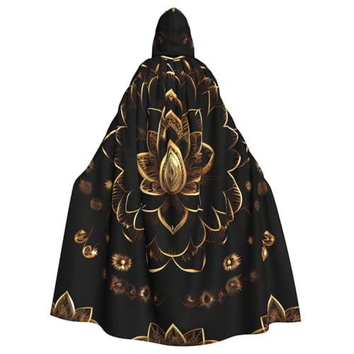 Evengigy Goldener Lotusblumen-Aufdruck, für Damen und Herren, Erwachsene, Halloween, Kapuzenumhang, Cosplay, Umhang, Uniform Evengigy Goldener Lotusblumen-Aufdruck, für Damen und Herren, Erwachsene, Halloween, Kapuzenumhang, Cosplay, Umhang, Uniform von Evengigy