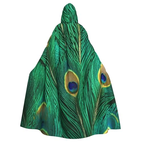 Evengigy Grüner Pfauenfeder-Druck, für Damen und Herren, Erwachsene, Halloween, Kapuzenumhang, Cosplay-Umhang, Uniform Evengigy Grüner Pfauenfeder-Druck, für Damen und Herren, Erwachsene, Halloween, Kapuzenumhang, Cosplay-Umhang, Uniform von Evengigy