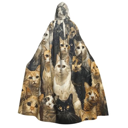 Evengigy Halloween-Kapuzenumhang mit Katzendruck, großer Kapuzenumhang für Cosplay, Uniform, für Damen und Herren Evengigy Halloween-Kapuzenumhang mit Katzendruck, großer Kapuzenumhang für Cosplay, Uniform, für Damen und Herren von Evengigy