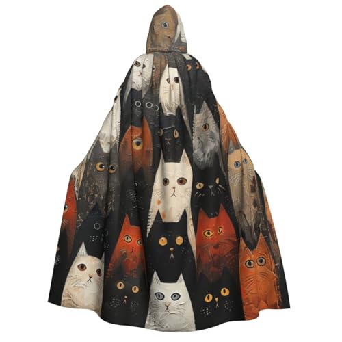Evengigy Halloween-Kapuzenumhang mit Katzendruck, großer Kapuzenumhang für Cosplay, Uniform, für Damen und Herren Evengigy Halloween-Kapuzenumhang mit Katzendruck, großer Kapuzenumhang für Cosplay, Uniform, für Damen und Herren von Evengigy