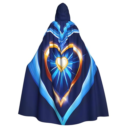 Evengigy Himmelblauer Herzaufdruck, für Damen und Herren, Erwachsene, Halloween, Kapuzenumhang, Cosplay-Umhang, Uniform Evengigy Himmelblauer Herzaufdruck, für Damen und Herren, Erwachsene, Halloween, Kapuzenumhang, Cosplay-Umhang, Uniform von Evengigy