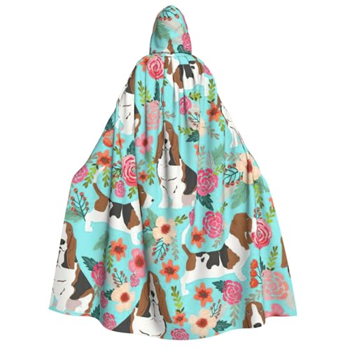 Evengigy Hunde- und Blumendruck, für Erwachsene, Halloween, Kapuzenumhang, Cosplay, Uniform, für Damen und Herren Evengigy Hunde- und Blumendruck, für Erwachsene, Halloween, Kapuzenumhang, Cosplay, Uniform, für Damen und Herren von Evengigy
