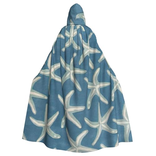 Evengigy Kapuzen-Umhang mit Seestern, Küstenmotiv, Wolldruck, für Damen, Herren, Erwachsene, vielseitiges Partykleid, Hexenumhang von Evengigy