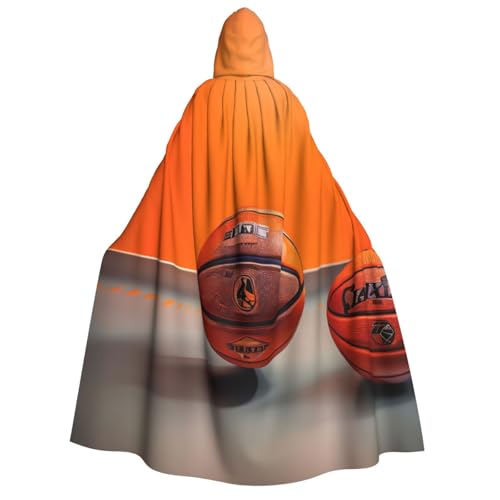 Evengigy Kapuzenumhang für Erwachsene, Basketball, orangefarbener Druck, Kapuzenumhang für Damen und Herren, vielseitiges Partykleid, Hexenumhang Evengigy Kapuzenumhang für Erwachsene, Basketball, orangefarbener Druck, Kapuzenumhang für Damen und Herren, vielseitiges Partykleid, Hexenumhang von Evengigy