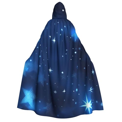 Evengigy Kapuzenumhang für Erwachsene, Motiv: blaue leuchtende Sterne, vielseitiges Partykleid, Hexenumhang Evengigy Kapuzenumhang für Erwachsene, Motiv: blaue leuchtende Sterne, vielseitiges Partykleid, Hexenumhang von Evengigy
