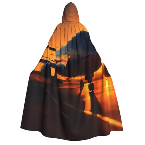 Evengigy Kapuzenumhang für Erwachsene mit Flugzeug bei Sonnenuntergang, vielseitiges Partykleid, Hexenumhang von Evengigy