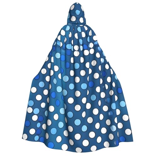 Evengigy Kapuzenumhang für Erwachsene mit blauem Punktemuster, Kapuzenumhang für Damen und Herren, vielseitiges Partykleid, Hexenumhang von Evengigy
