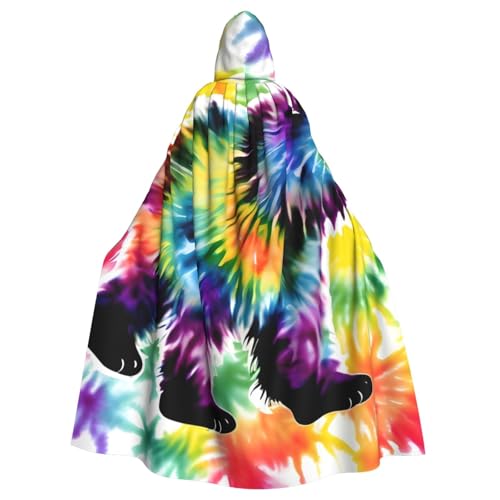 Evengigy Kapuzenumhang mit Bärentanz, Batikdruck, Kapuzenumhang für Damen, Herren, Erwachsene, vielseitiges Partykleid, Hexenumhang von Evengigy