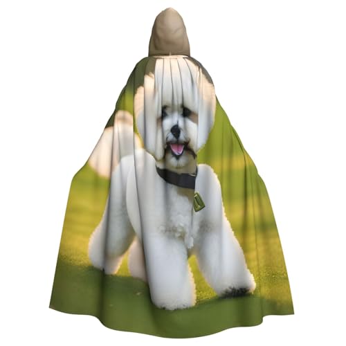 Evengigy Kapuzenumhang mit Bichon Frisé-Hund auf dem Gras, für Damen, Herren, Erwachsene, vielseitiges Partykleid, Hexenumhang Evengigy Kapuzenumhang mit Bichon Frisé-Hund auf dem Gras, für Damen, Herren, Erwachsene, vielseitiges Partykleid, Hexenumhang von Evengigy