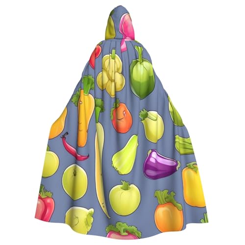 Evengigy Kapuzenumhang mit Cartoon-Motiv und Gemüse und Früchten, für Damen, Herren, Erwachsene, vielseitiges Partykleid, Hexenumhang Evengigy Kapuzenumhang mit Cartoon-Motiv und Gemüse und Früchten, für Damen, Herren, Erwachsene, vielseitiges Partykleid, Hexenumhang von Evengigy