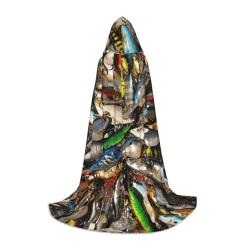 Evengigy Kapuzenumhang mit Fischköderaufdruck, für Teenager, Halloween, Cosplay, Umhang Evengigy Kapuzenumhang mit Fischköderaufdruck, für Teenager, Halloween, Cosplay, Umhang von Evengigy