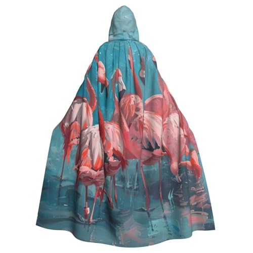Evengigy Kapuzenumhang mit Flamingodruck, für Damen und Herren, Erwachsene, Halloween, Kapuzenumhang, Cosplay, Umhang, Uniform von Evengigy