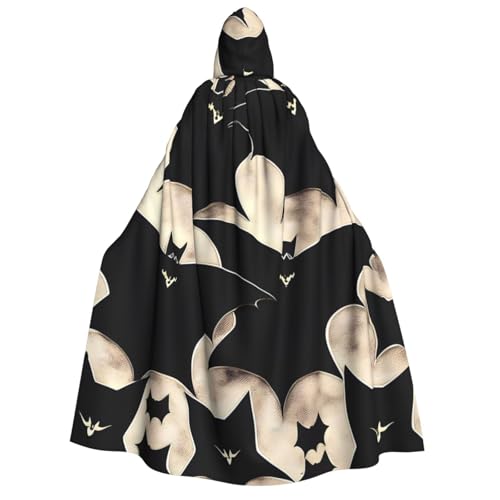 Evengigy Kapuzenumhang mit Fledermaus-Druck, für Erwachsene, für Damen und Herren, vielseitiges Partykleid, Hexenumhang von Evengigy