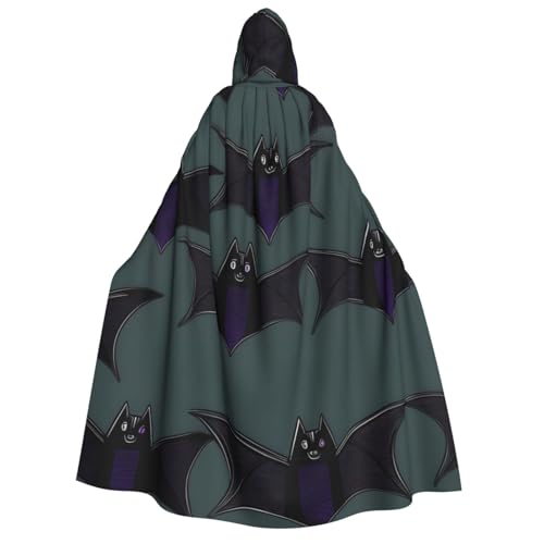 Evengigy Kapuzenumhang mit Fledermausmuster für Erwachsene, für Damen und Herren, vielseitiges Partykleid, Hexenumhang von Evengigy