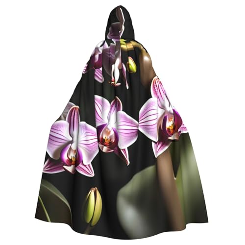 Evengigy Kapuzenumhang mit Glocken-Orchideen-Muster, für Damen, Herren, Erwachsene, vielseitiges Partykleid, Hexenumhang von Evengigy