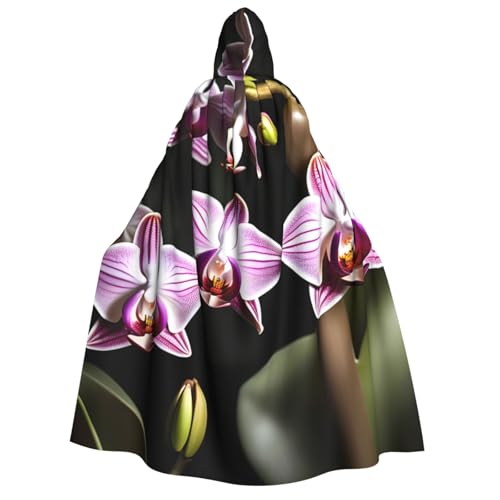 Evengigy Kapuzenumhang mit Glocken-Orchideen-Muster, für Erwachsene, für Damen und Herren, vielseitiges Partykleid, Hexenumhang von Evengigy