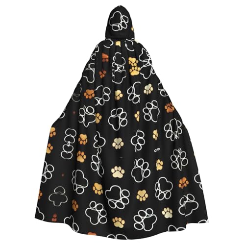 Evengigy Kapuzenumhang mit Hundepfotenabdruck, für Damen, Herren, Erwachsene, vielseitiges Partykleid, Hexenumhang von Evengigy