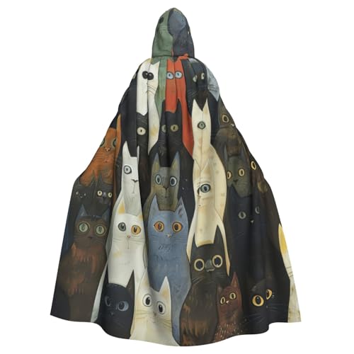 Evengigy Kapuzenumhang mit Katzendruck, für Damen und Herren, Erwachsene, Halloween, Cosplay-Umhang, Uniform Evengigy Kapuzenumhang mit Katzendruck, für Damen und Herren, Erwachsene, Halloween, Cosplay-Umhang, Uniform von Evengigy