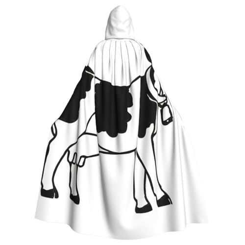 Evengigy Kapuzenumhang mit Kuh-Aufdruck, für Damen, Herren, Erwachsene, vielseitiges Partykleid, Hexenumhang, Weiß und Schwarz Evengigy Kapuzenumhang mit Kuh-Aufdruck, für Damen, Herren, Erwachsene, vielseitiges Partykleid, Hexenumhang, Weiß und Schwarz von Evengigy