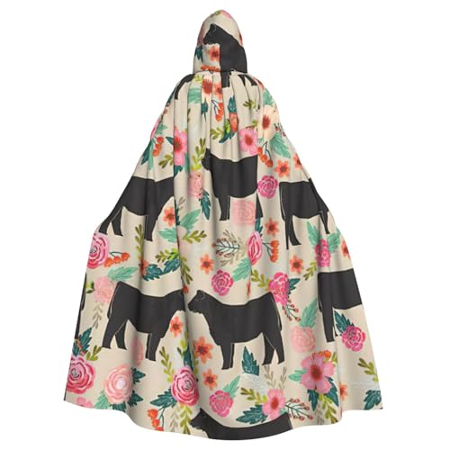 Evengigy Kapuzenumhang mit Kuh-Motiv, für Damen, Herren, Erwachsene, vielseitiges Partykleid, Hexenumhang von Evengigy