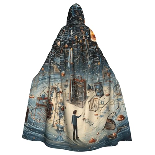 Evengigy Kapuzenumhang mit Physik-Druck, für Damen und Herren, Erwachsene, Halloween, Kapuzenumhang, Cosplay-Umhang, Uniform von Evengigy
