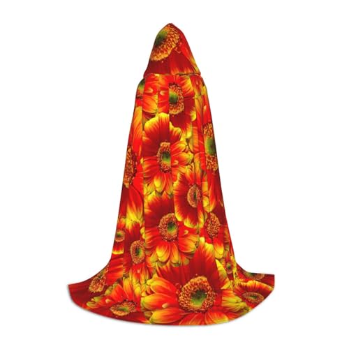 Evengigy Kapuzenumhang mit Sonnenblumen-Druck, für Teenager, Halloween, Cosplay-Umhang für Kinder, Orange von Evengigy