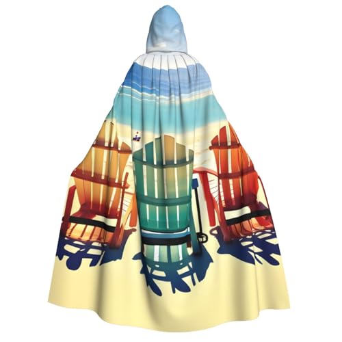 Evengigy Kapuzenumhang mit Strandszene mit Stühlen, für Erwachsene, Kapuzenumhang für Damen und Herren, vielseitiges Partykleid, Hexenumhang Evengigy Kapuzenumhang mit Strandszene mit Stühlen, für Erwachsene, Kapuzenumhang für Damen und Herren, vielseitiges Partykleid, Hexenumhang von Evengigy