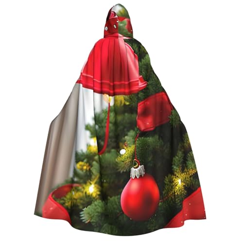 Evengigy Kapuzenumhang mit Weihnachtsbaum, roter Aufdruck, für Damen und Herren, vielseitiges Partykleid, Hexenumhang von Evengigy