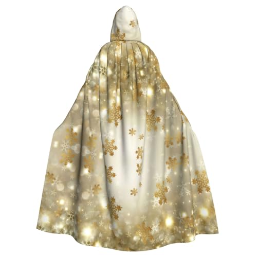 Evengigy Kapuzenumhang mit Weihnachtsdruck, goldfarben, für Damen, Herren, Erwachsene, vielseitiges Partykleid, Hexenumhang von Evengigy