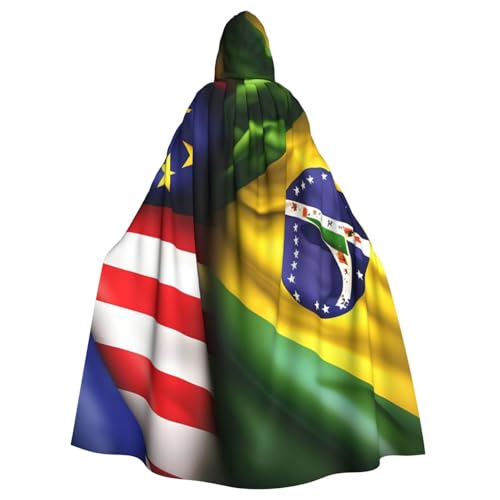 Evengigy Kapuzenumhang mit amerikanischer und brasilianischer Flagge, für Damen, Herren, Erwachsene, vielseitiges Partykleid, Hexenumhang Evengigy Kapuzenumhang mit amerikanischer und brasilianischer Flagge, für Damen, Herren, Erwachsene, vielseitiges Partykleid, Hexenumhang von Evengigy